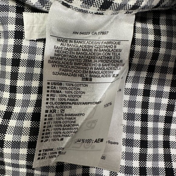 Banana Republic Oxford Shirt Mens XL Tailored Slim Fit Gray Black Check Cotton - Picture 7 of 9